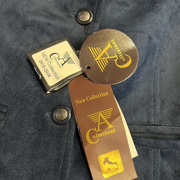 ⭐️ New A Collezioni Suede Navy Lined Jacket Size Medium - Picture 3 of 8